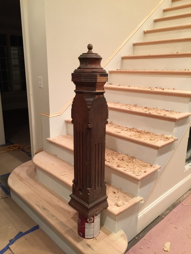 I found an old newell post that was removed from a local historic mansion that someone just let fall in on itself.  I watch this happen, and always felt so sad about it.  I feel like I am saving and restoring a small piece of it here.  I cannot wait to see what my Brother in Law, Rob does with this.  He's very talented.